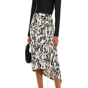 Paco Rabanne ! lace-up ruched metallic chenille-jacquard midi skirt ( EU/36)